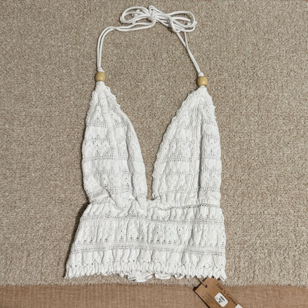 Blanco Boho Halter Top